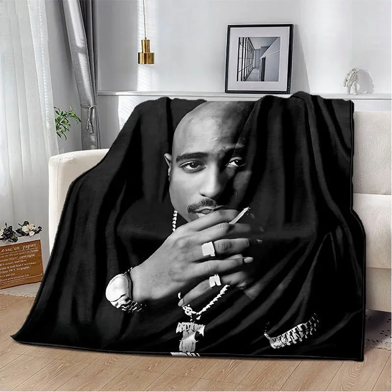 2026 New Hip -hop Singer 2PAC Fashion Printed Blanket Warm Bed Soft And Comfortable Home Travel Birthday