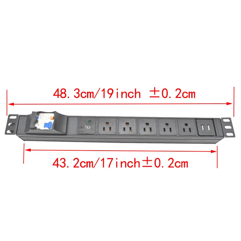 Imagem -03 - Polegadas Rede Rack Pdu Power Strip Eua Tomada de Saída 16a Interruptor de ar Curto Circuito Metros Cabo Extensão 19