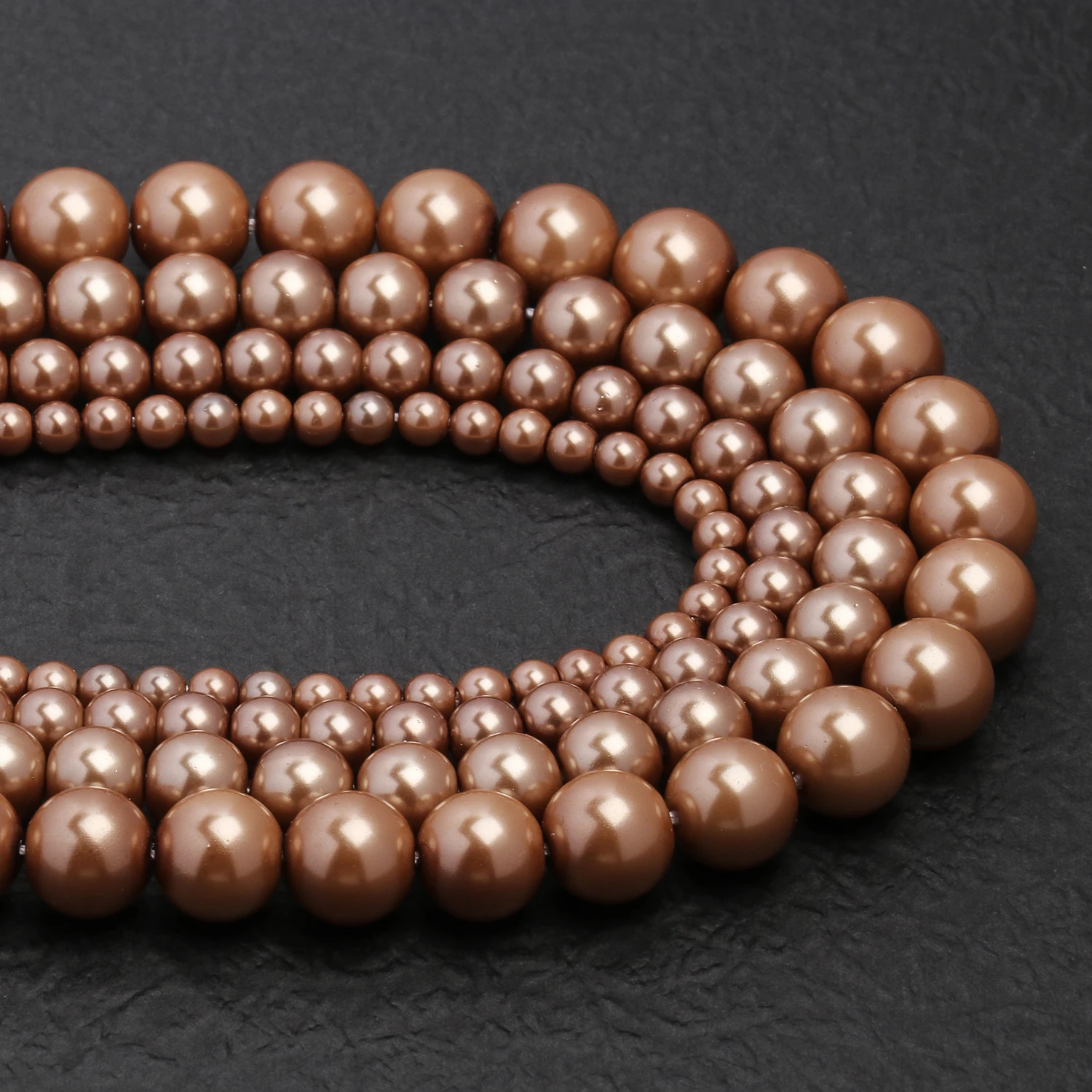 Wholesale Bulk Brown Shell Pearl Bead Round Loose Spacer Beads for Jewelry Making DIY Gift Bracelet Necklace 15\'\' 4 6 8 10mm