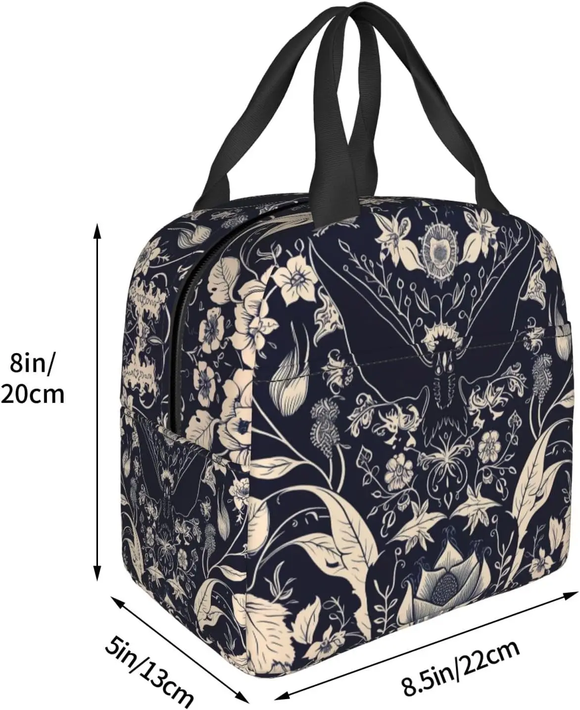 Bat Flower Cute Lunch Bag for Kids Girls Boy Reusable Lunch Box Waterproof Thermal School Tote Bag Lunch Container Cooler Bag