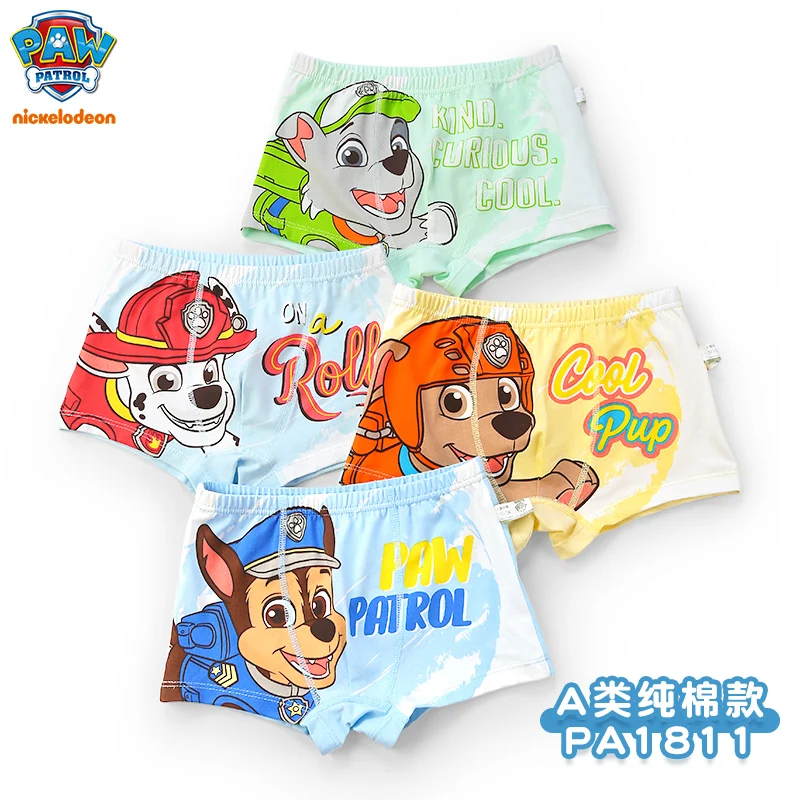 Original Paw Patrol 4PCS Children Underwear Boys Cotton Underpants Flat angle Antibacterial Underwear Boxer Shorts High Quality