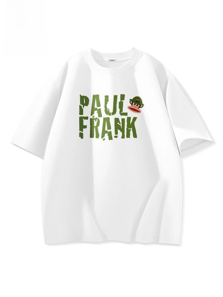 

Large Mouth Monkey White ort Sve T-irt ex Summer Loose Fit Pure Cotton Trendy round Ne Top