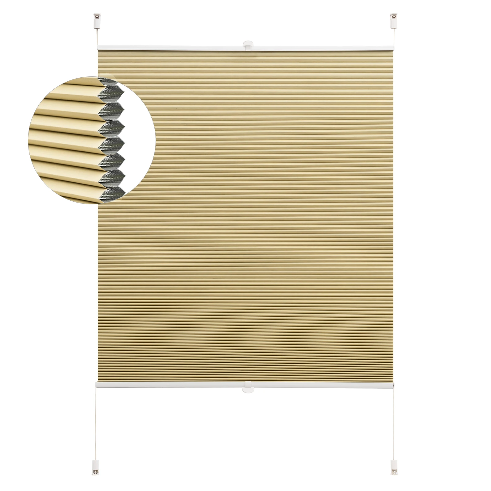 Honeycomb Pleated Blind No Drilling Blackout Thermal Double Pleated Blind Sun Sound Protection Privacy Blind for Windows Doors