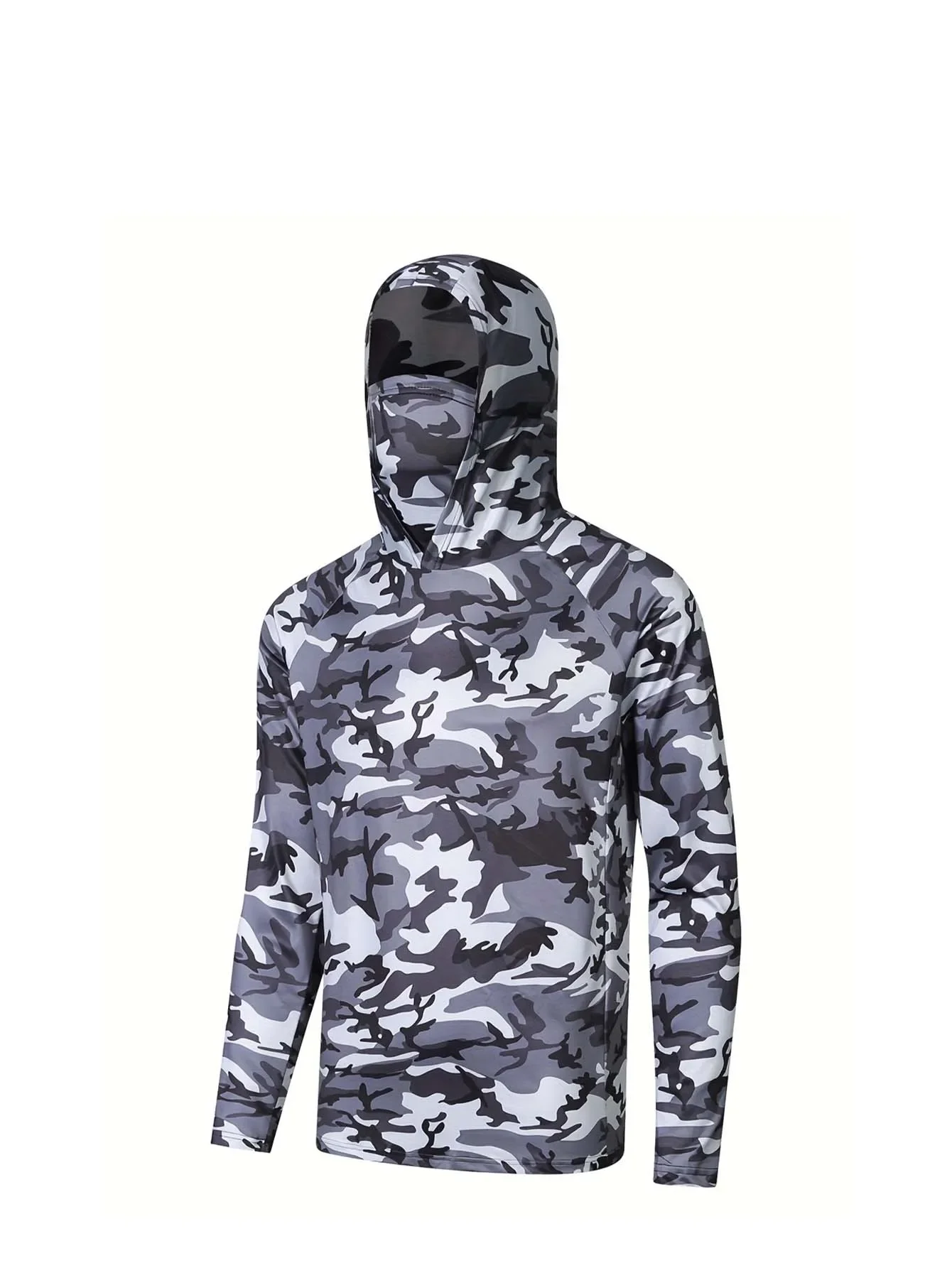 قمصان الصيد الرجال الشمس حماية هوديي قناع الكل في واحد ملابس الصيد Ropa Pesca الصيد التخييم الصيد تي شيرت Upf 50 +