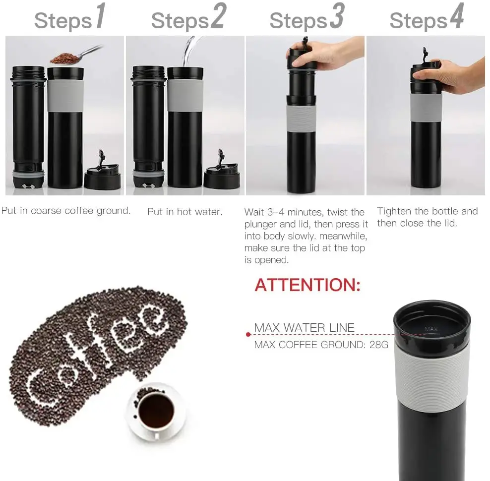 Original Portable French Press Coffee Maker Insulated Travel Mug Premium Group Will Be Better ICafilas