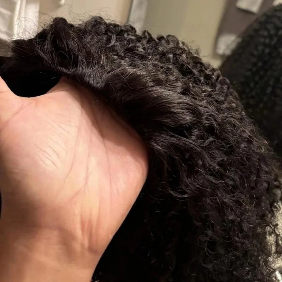 

Curly Half Wig Human Hair Wigs 210% Half Wig Kinky Curly Human Hair Wigs 3 In 1 Invisible Hairline With Drawstring Seamless
