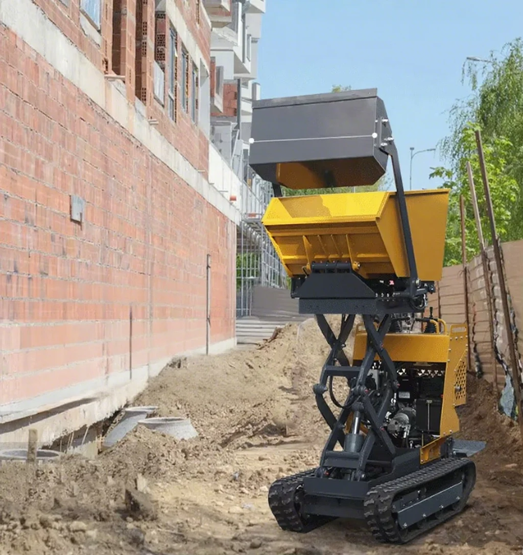 Dumper Self Loading Tracked Wheelbarrow Scissor Lift Small Dump Truck 500kg Crawler Carrier for Soil Move