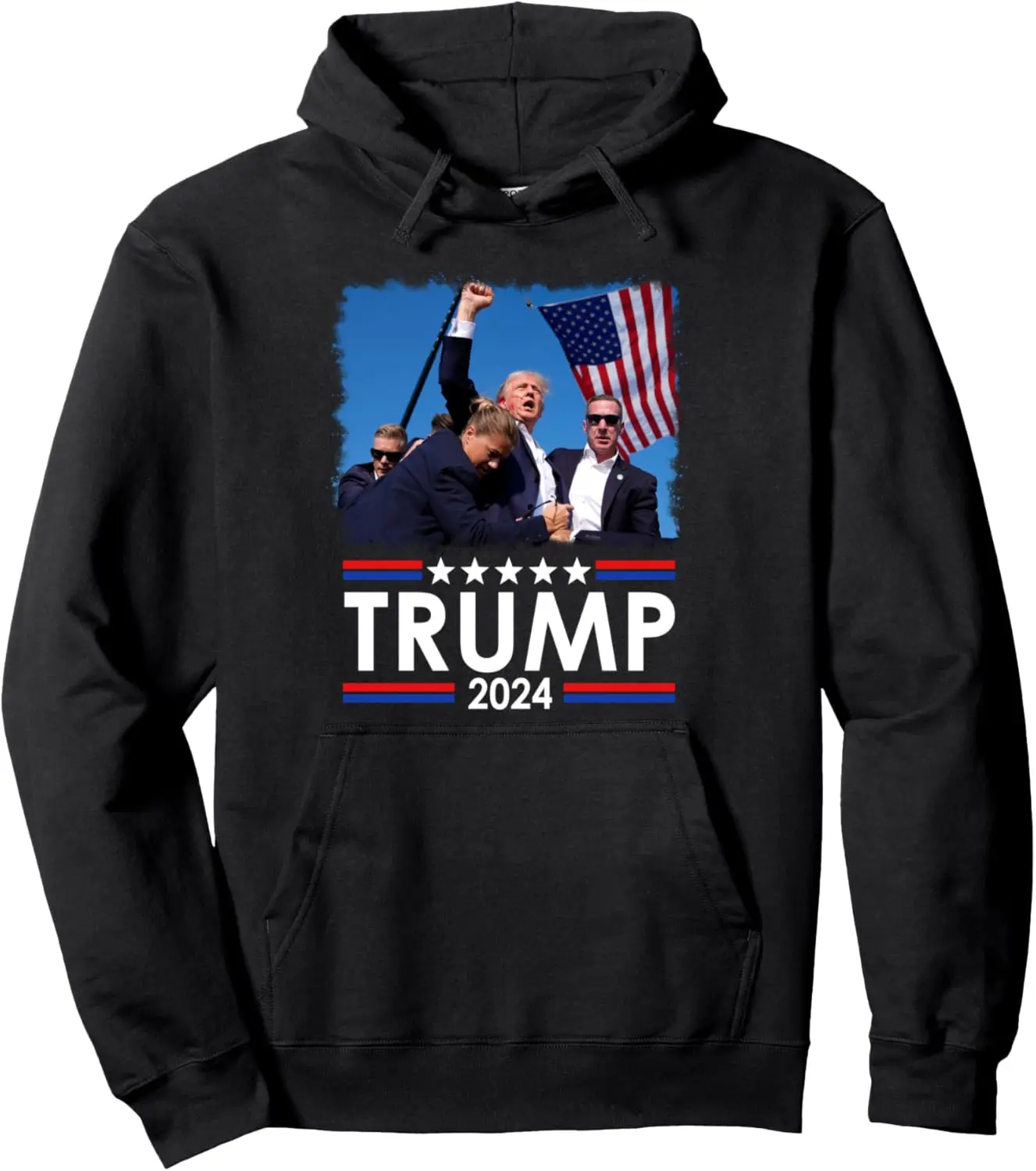 Trump Fist Pump Shot At Trump 2024 Trump Survives Rally Pullover Hoodie Print on Demand Hoodies Unisex Autumn Streetwear Hoodie