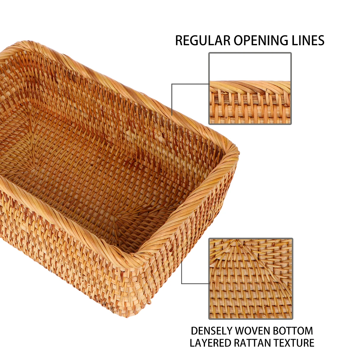 

1pc Natural Rattan Storage Basket Lightweight Mini Woven Organizer Home Kitchen Desktop Large Capacity Container Gift Friends