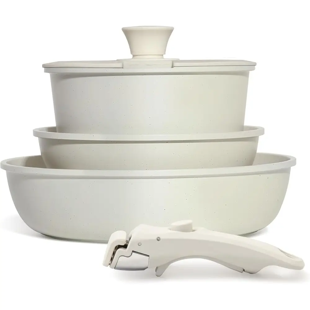 

5PCS Pots and Pans Set Non Stick, Detachable Handle, Induction Cookware, Non Stick RV Cookware, Dishwasher & Oven Safe, PFOA Fre