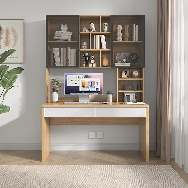 

Desk bookshelf integrated household bedroom study writing writing desk with bookcase student computer desk