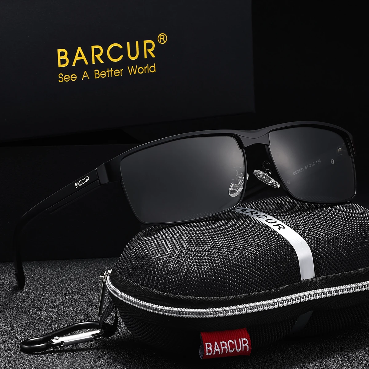 

BARCUR женские повседневные поляризационные солнцезащитные очки в квадратной металлической оправе, подходящие для занятий спортом, пляжными путешествиями, мужские очки в академическом стиле