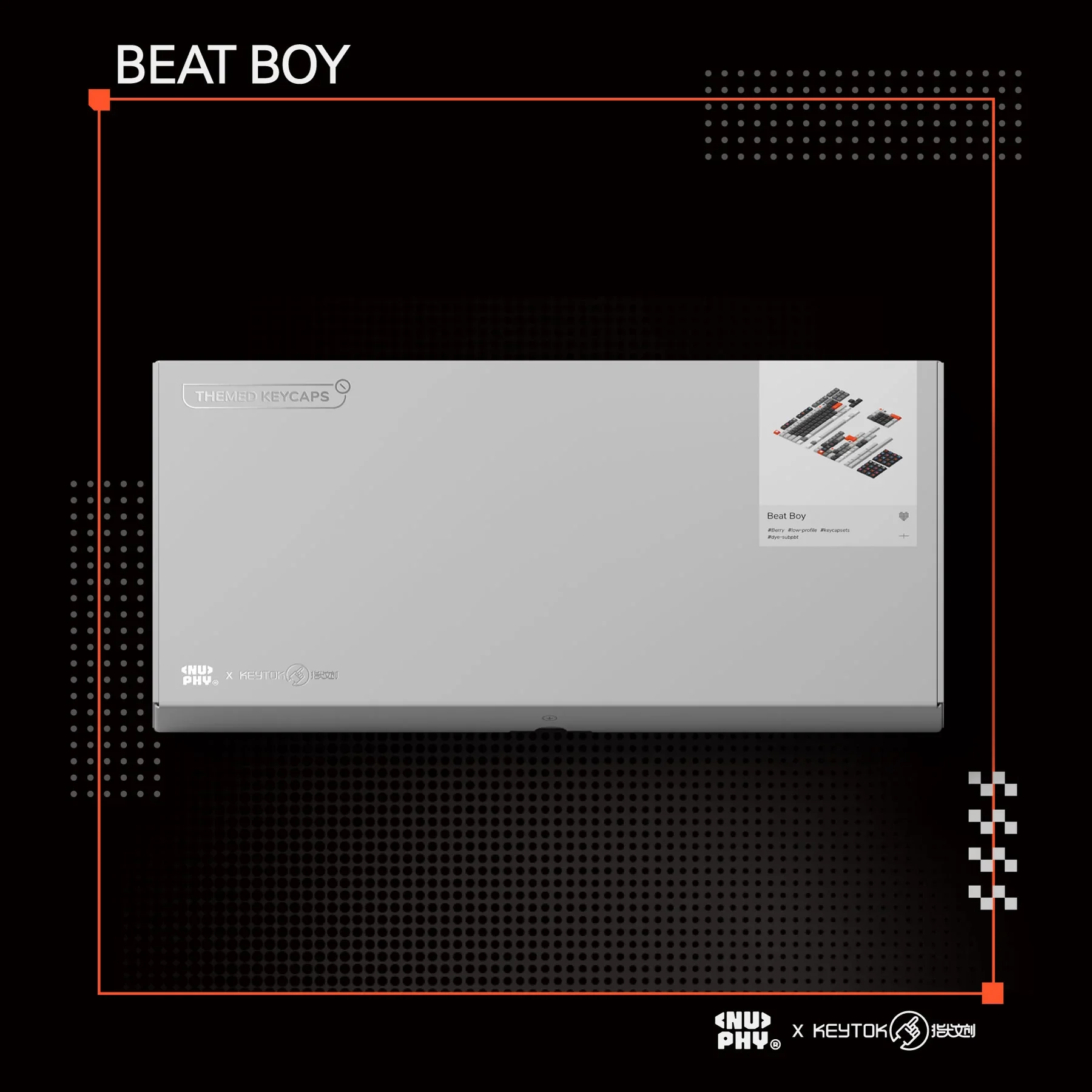 NuPhy Beat Boy 키캡 베리 프로파일 염료승화 PBT 키캡 196키 호환성 Air/ Kick75 로우 프로파일 / Node 시리즈 로우 프로파일