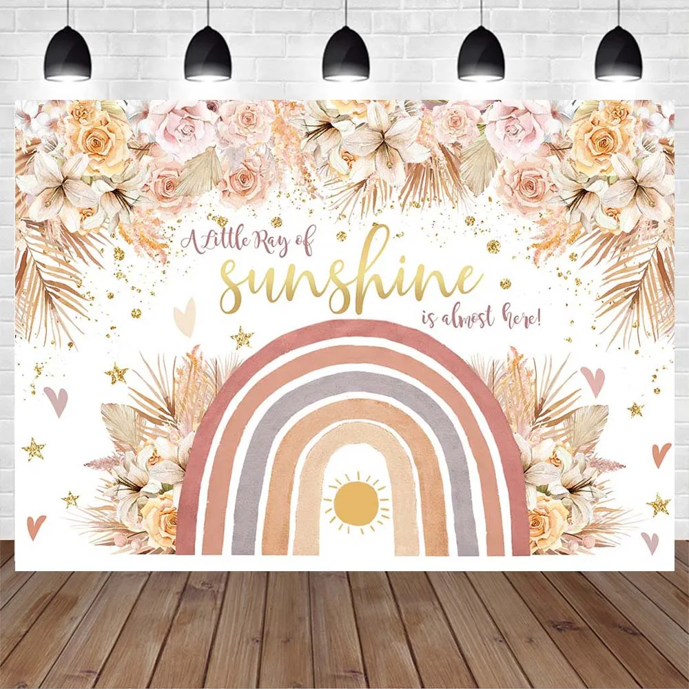 Mocsicka богемный Радужный детский душ фон для фотосъемки в стиле бохо цветок пампасы трава девушка первое причастие фото фон для студии