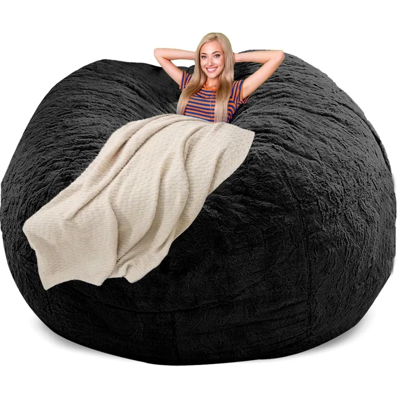 

Giant Bean Bag Chair Cover (No Filler, Cover Only) Bean Bag Chairs for Adults Big Round Soft Fluffy PV Velvet Sofa Bed Cover