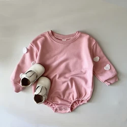 Newborn Baby Romper Embroidery AMOUR Sweatshirts Romper Jumpsuits Long Sleeve Clothes Infant Rompers Spring Cute 0-6M 12M 24M