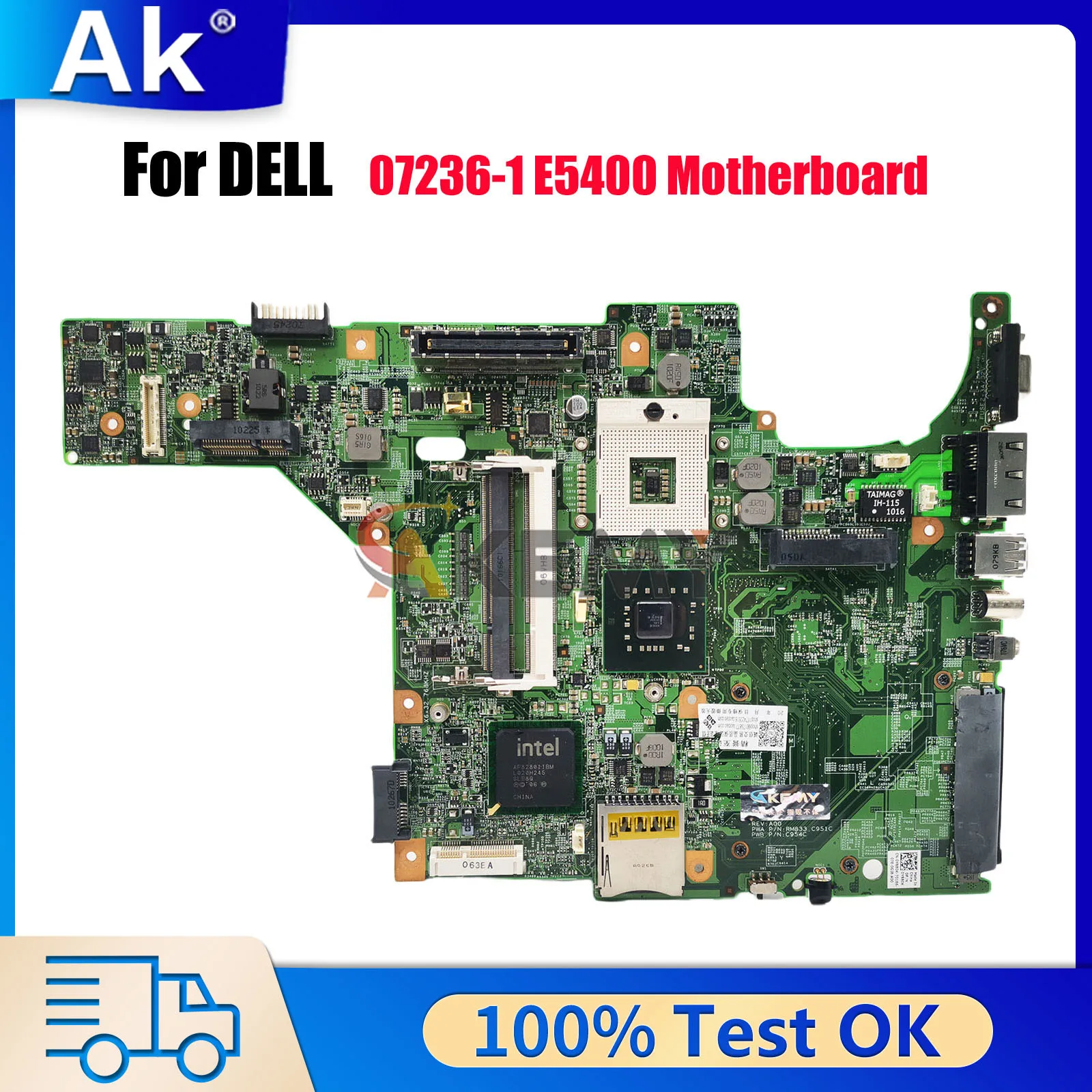 

For Dell Latitude E5400 Laptop Motherboard 07236-1 C951C C954C 48.4X703.011 DDR2 MAIN BOARD Tested OK
