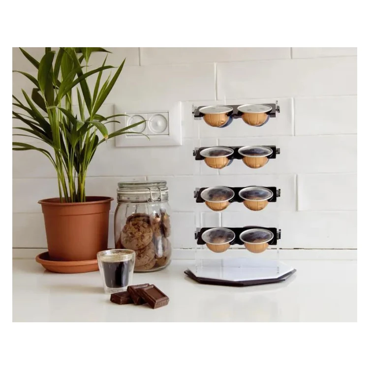 Black Acrylic Coffee Pod Holder, Rotate Carousel Capsule Storage, Revolving Base Counter Rack Refrigerator Organizer, Decor Gift