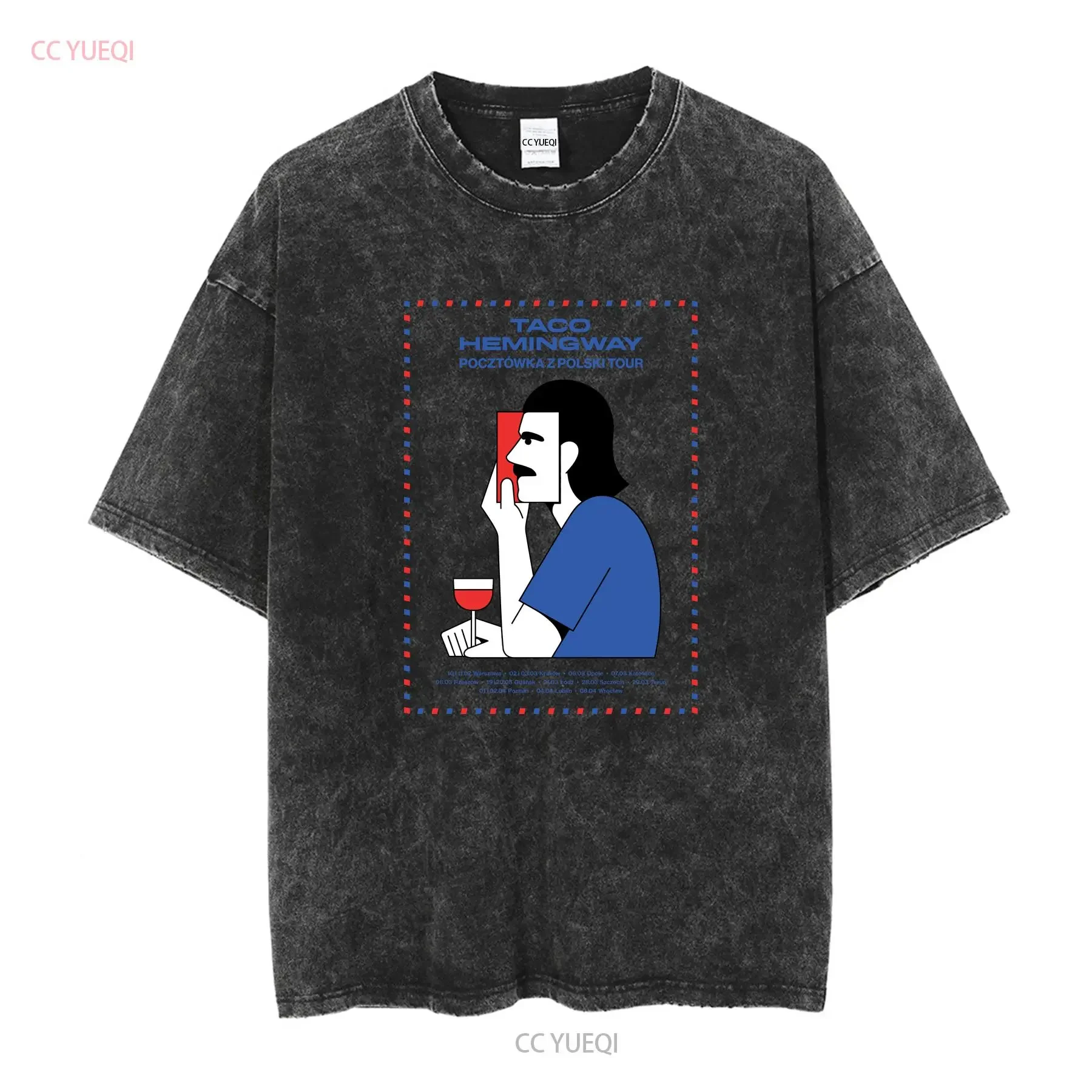 TACO HEMINGWAY T SHIRT Uniisex S 5XL vintage Washed Breathable Stylish Unisex Versatile designer clothes homme graphic fashion