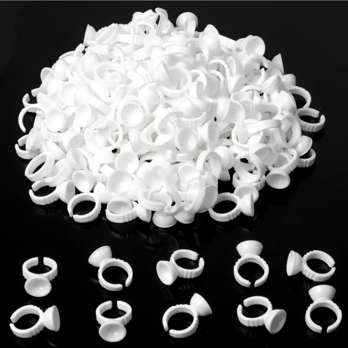 Wholesale 100Pcs Disposable Eyelash Glue Cup Ring Holder Container Tattoo Pigment Eyelash Extension Tools Lash Supplies Nail Art