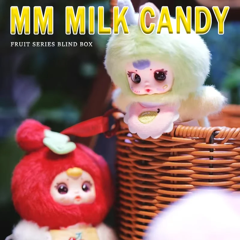 Mm Milk Candy Vibrant Fruits Series Plush Vinyl Face Blind Box Cute Keychain Backpack Pendant Girl Toy Collection Birthday Gifts