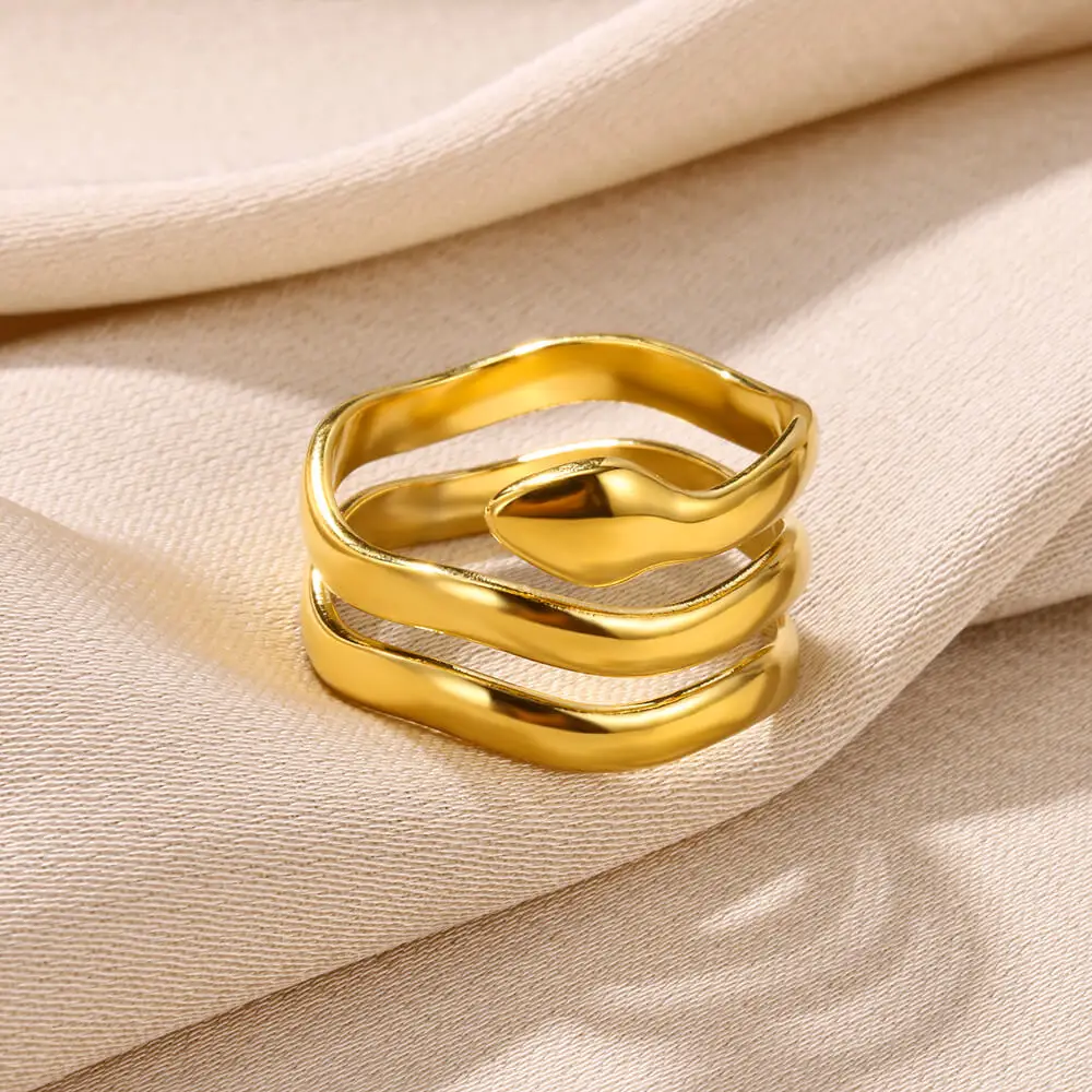 Trend Edelstahl Ringe Für Frauen Männer Hippie Gold Farbe Schmuck Schlange Punk Herz Finge Ring Party Geschenk Neue In Weiblich Männlich