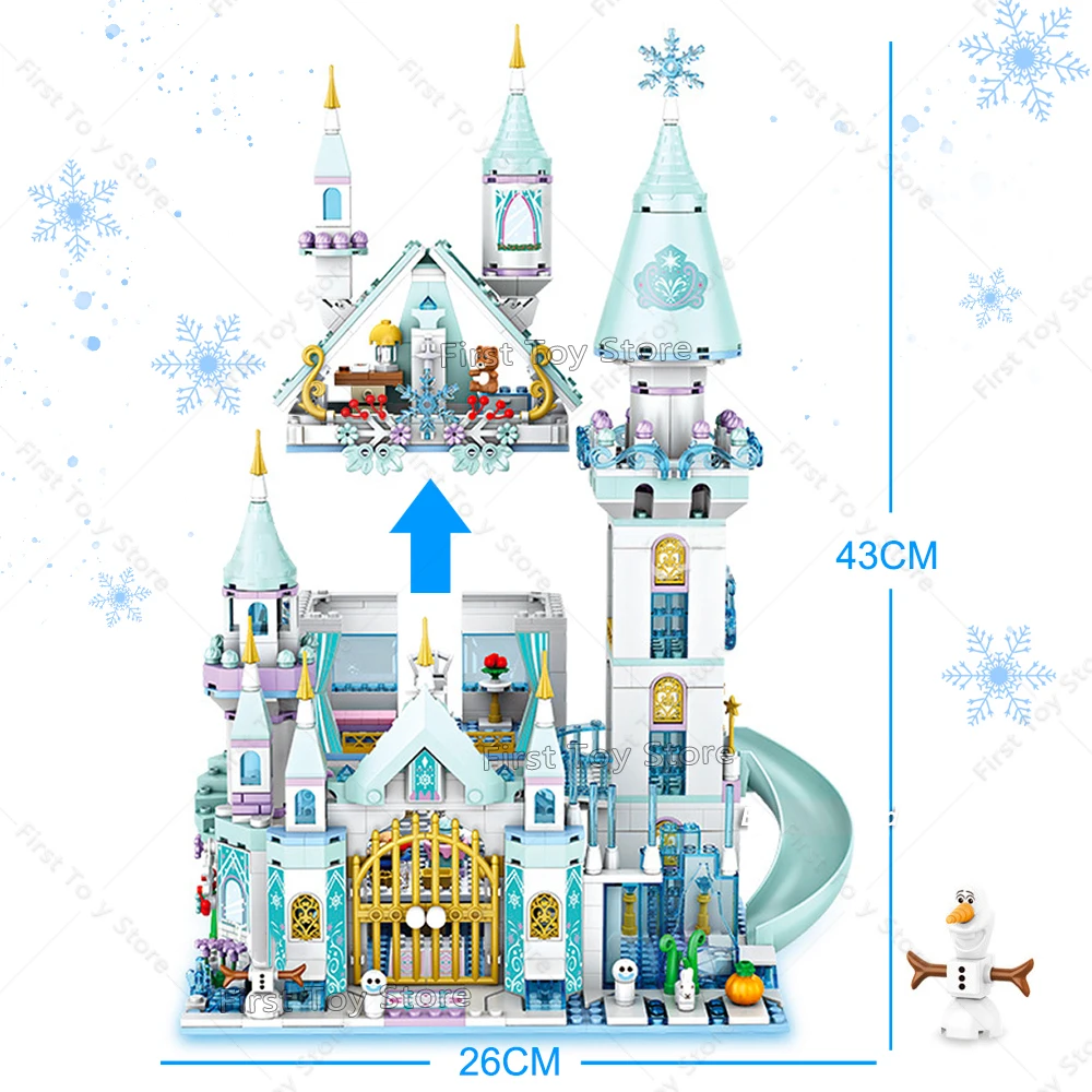 Disney Frozen Anna Elsa Princess Castle Building Blocks Kit Bricks Classic Movie Model Kids Girl Toys For Children Gift