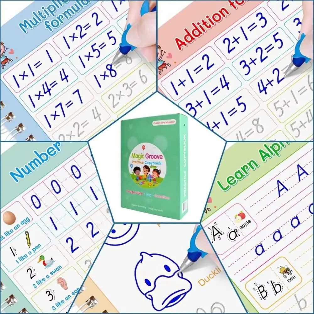 

3D Children's Handwriting Book Reusable with Pen Magic Practice Writing Post Handwriting Pen Refills Arabic Calligraphy Book