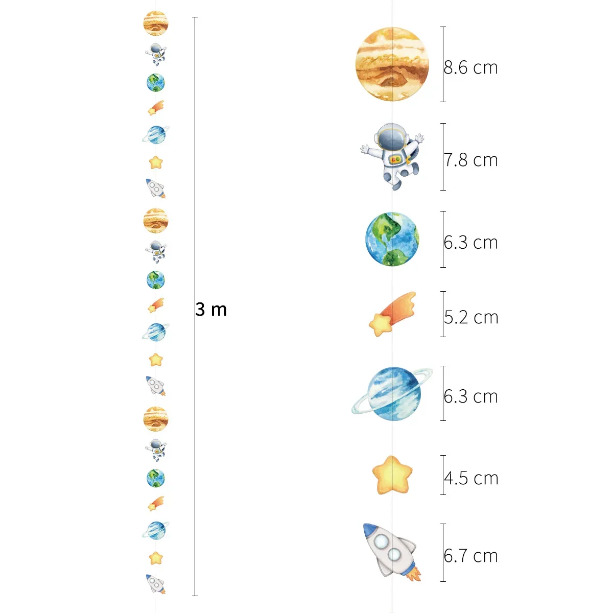 Weltraum Astronaut Planet Rakete Papier String Girlande Banner Kinder Geburtstag Baby Shower Party Wand Hintergrund Hängen Dekor – Detail 5