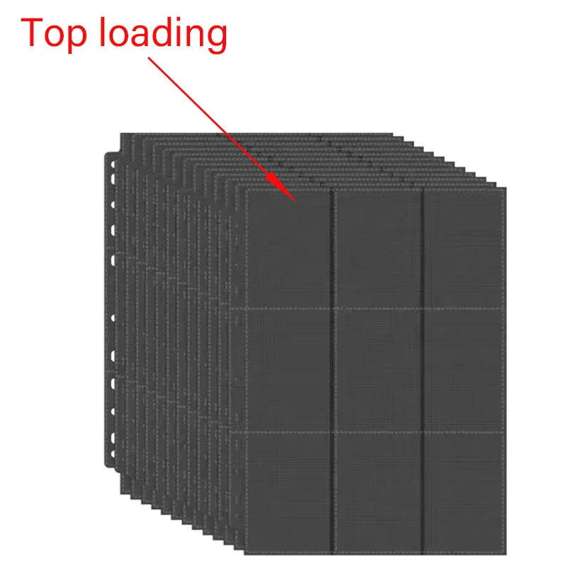 

9 Pockets Pages Protector Cards Game BaseballCards Binder Black 11 Holes Double-Sided Card Sleeves Album Binder Sheets 20PCS