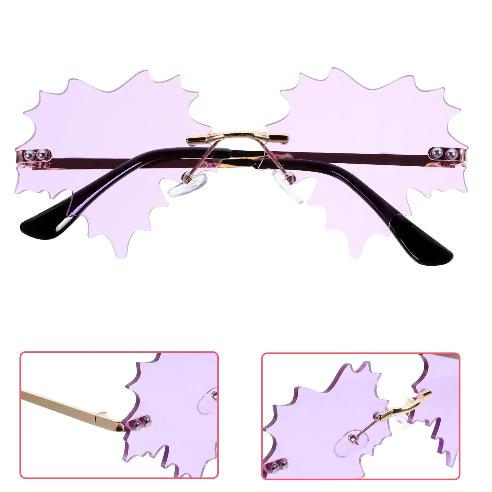 

Leaf Shaped Sunglasses Modern Women Aesthetic Sports Rimless Metal Cool Novelty Fun Party Colored Glasses Trendy Unique Fashion