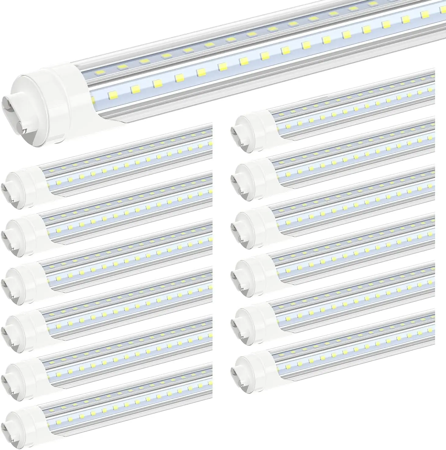 R17D/HO 8FT LED Bulbs - (12 Pack) Rotate V Shape, 5000K Daylight 72W, 7200LM, 110W Equivalent F96T12/DW/HO, Clear Cover,