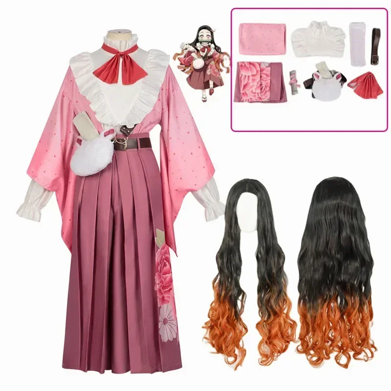 

Nezuko Cosplay Costume Nezuko Pink Kimono Convention Con Outfits Anime New Cosplay Costume