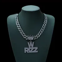 Royal Crown W RIZZ Black Purple Alloy Pendant Unique Hip Hop Necklace Wholesale For Men Elegant Fashionable Jewelry