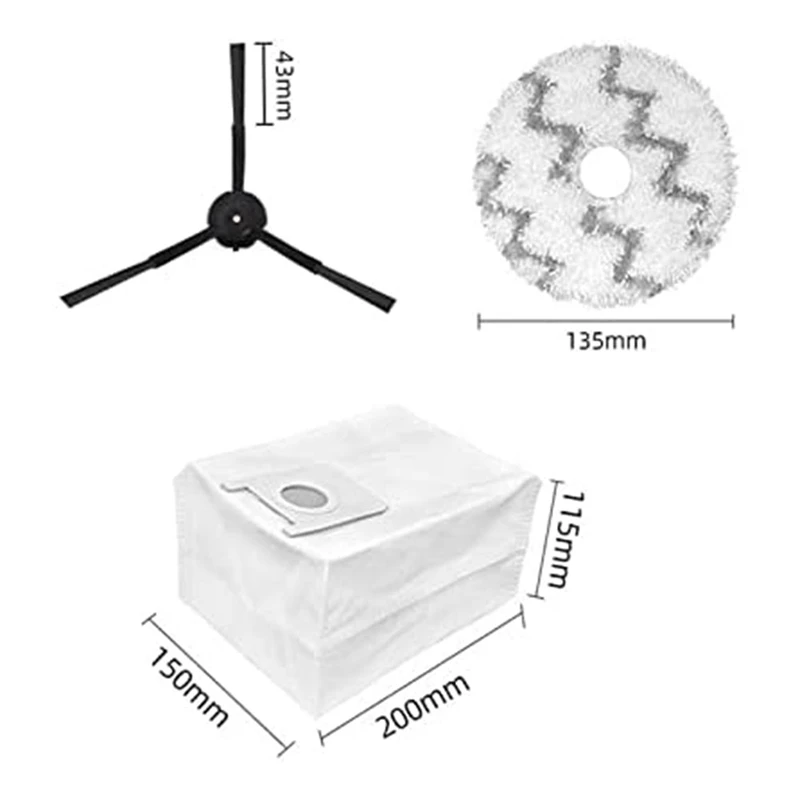 Peças de reposição acessórios escova lateral mop pano almofadas trapos saco pó apto para roidmi eva sdj06rm robô aspirador pó
