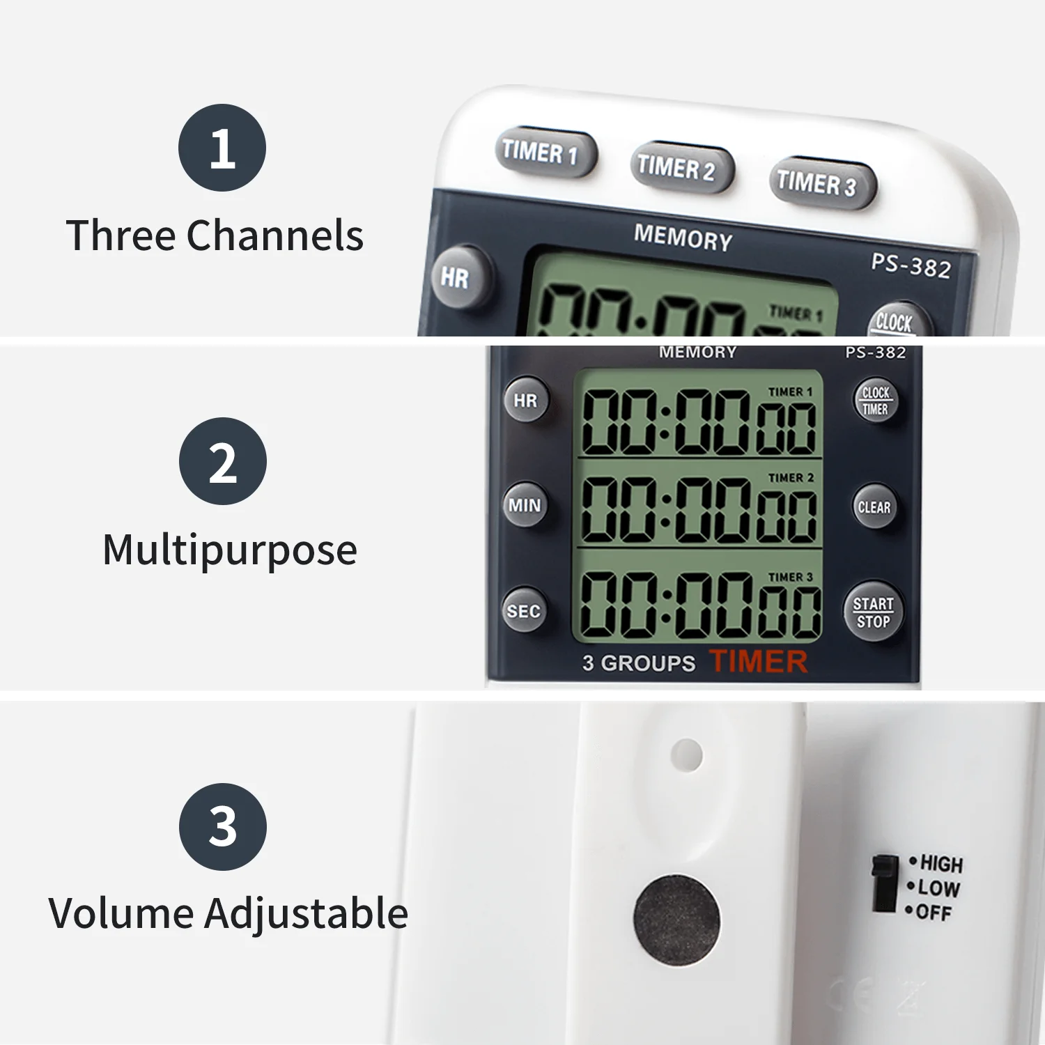 eTone 3 Channel Triple Darkroom Timer Counter Film Developing Countdown Clock