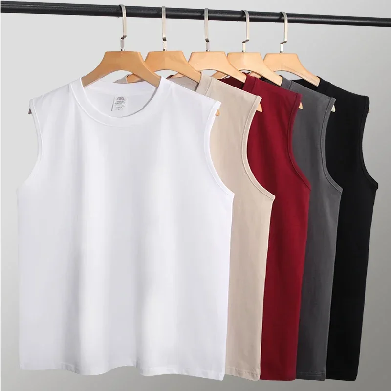 

2pcs Men's solid color casual sleeveless tank top round neck Breathable Vest sweat drying tank top for summer sports T-shirt
