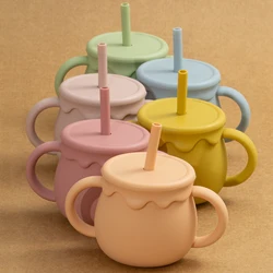 Kawaii Kinderen Siliconen Leren Drinkbeker Baby Snack Cup Twee-In-een Honing Jar Voedsel Opslag Pasgeboren accessoires