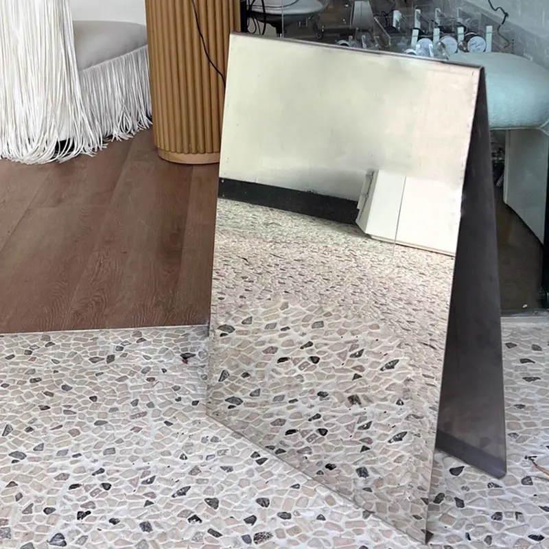 Mirror-finish stainless steel double-sided A-frame display signboard roadside sign