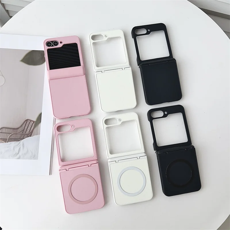 Для Samsung Galaxy Z Flip 7 6 5 4 3, роскошный защитный чехол из искусственной кожи с магнитной петлей на заднюю панель