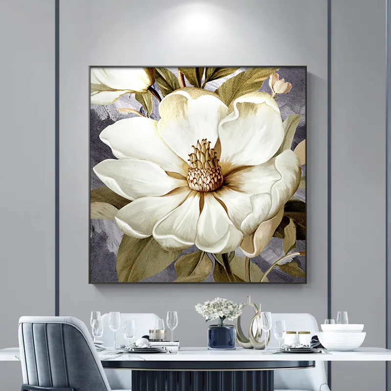 

American light luxury camellia decoration living room Nordic flower canvas painting
