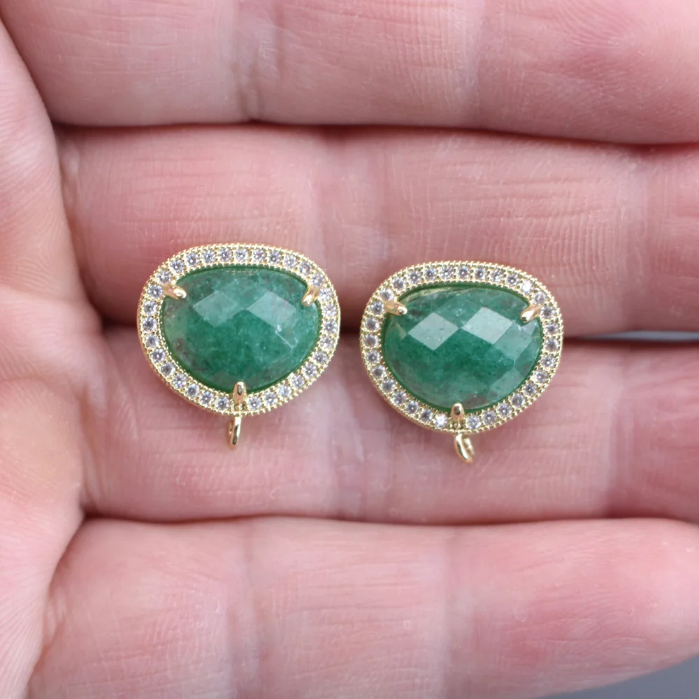 6pair Heart Shape Natural Stone Earrings with Loop Connector Labradorite Moon Stone Earrings DIY for Women Hanging on Earrings