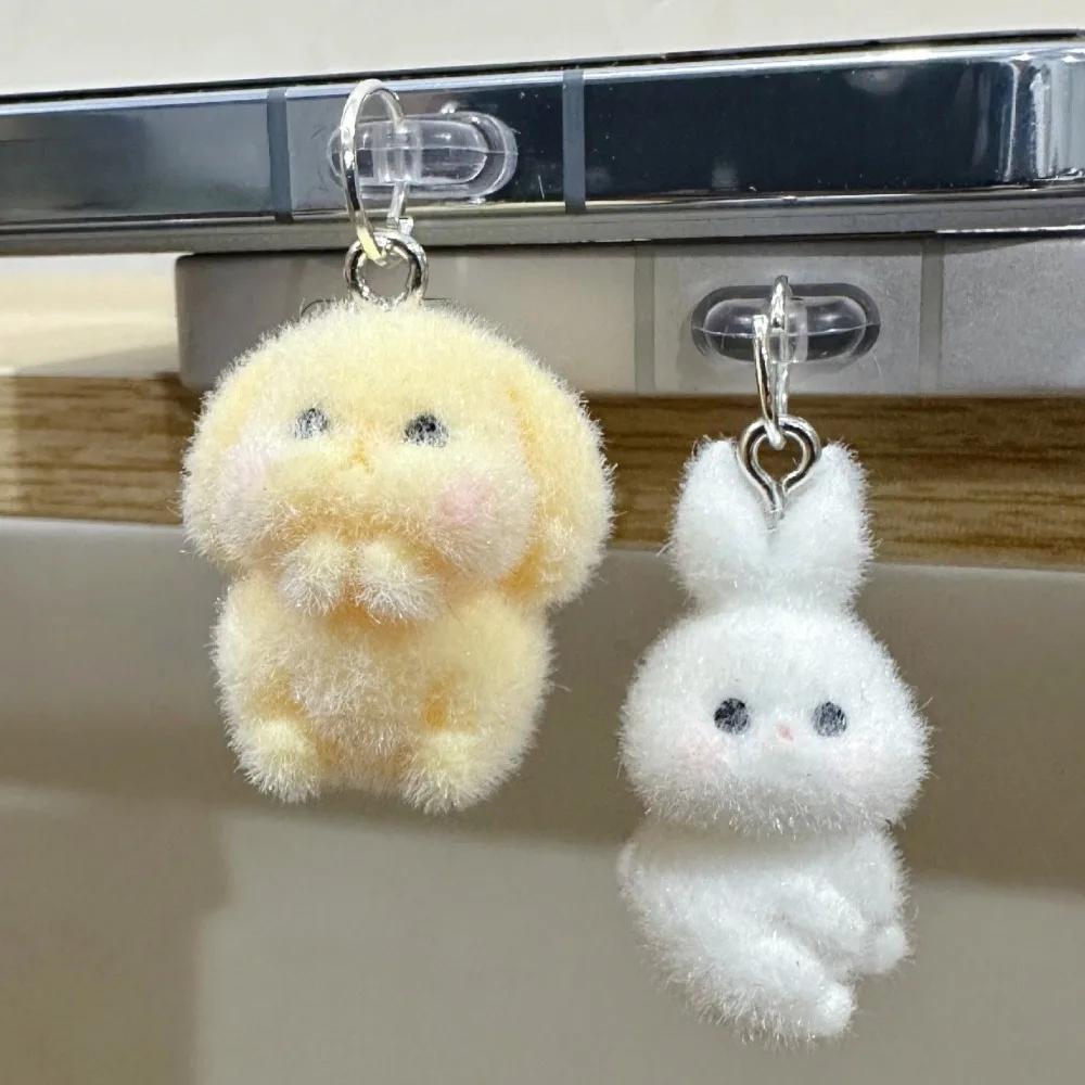 กระต่ายน่ารักโทรศัพท์ปลั๊กฝุ่นตกแต่ง USB Anti Loss ปลั๊กฝุ่นสําหรับ Samsung สําหรับ iPhone Type C ชาร์จพอร์ต Stopper Cap