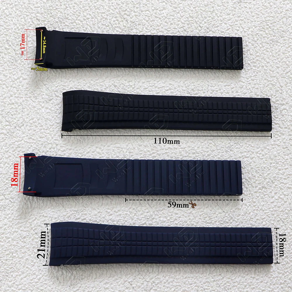 21mm Silicone Watch Strap For PP Patek Philippe Grenade 5167/5164 Strap Black Waterproof Anti-Dust Fluorine Rubber Watch band