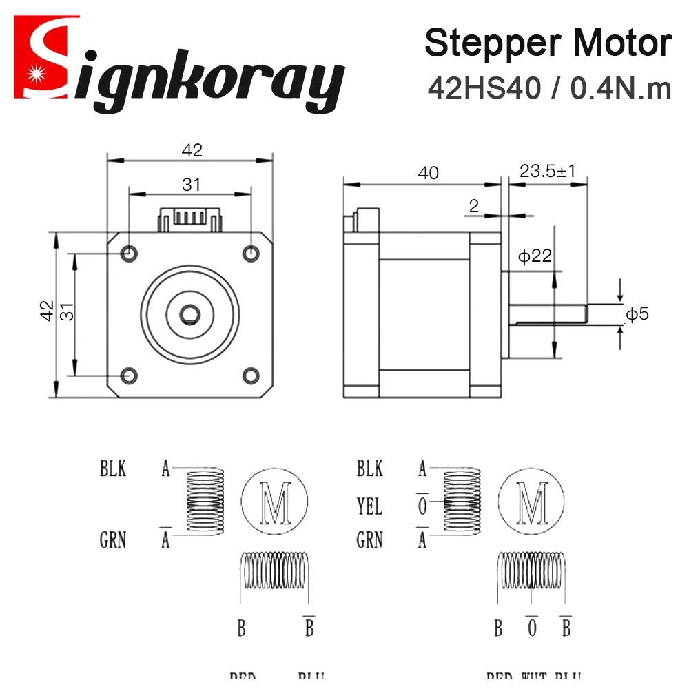 Motor paso a paso SignkoRay Nema 17 42Ncm 1.7A 2 fases 40mm Motor paso a paso 4 conductores para impresora 3D fresadora de grabado CNC