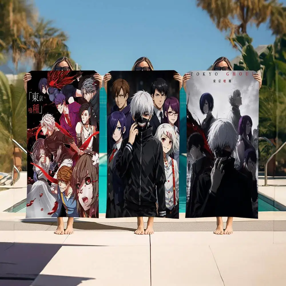 Classic Anime T_Tokyo G-Ghoul Magazines Anime Beach Swimming Towel Soft Absorbent Washcloth Gifts for Kids Travel Camping Gym