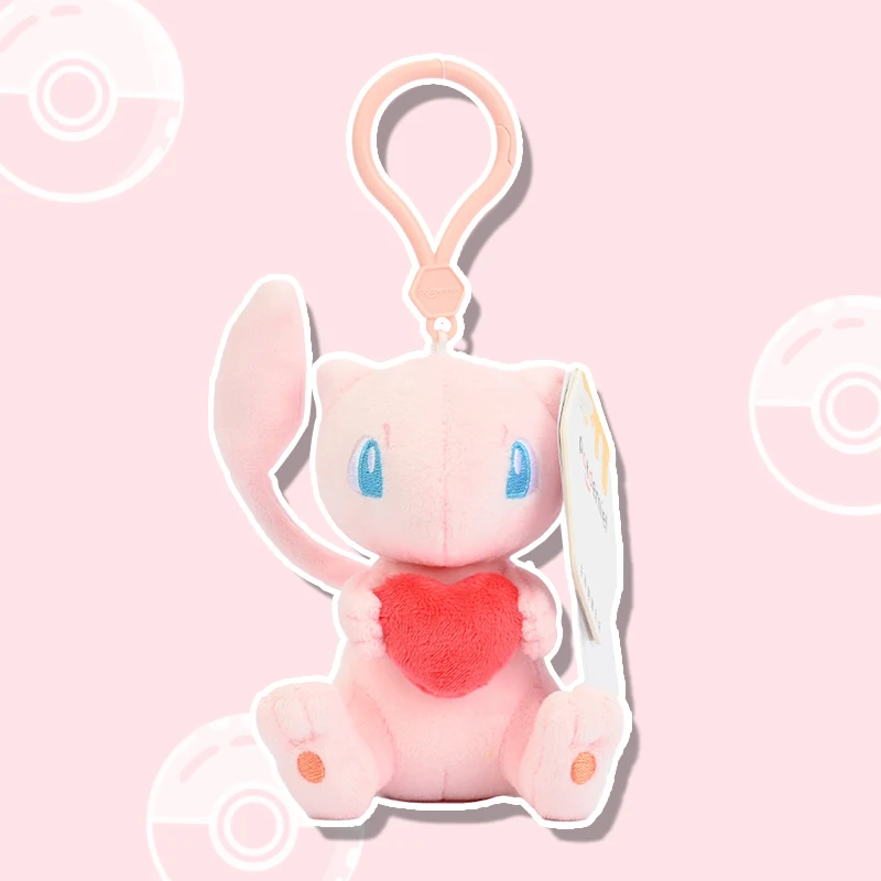 Pokemon Kawaii Mew Plush ของเล่นกระเป๋าเป้สะพายหลังจี้การ์ตูนและน่ารักตุ๊กตาพวงกุญแจตุ๊กตาของเล่นเด็กวันเกิด