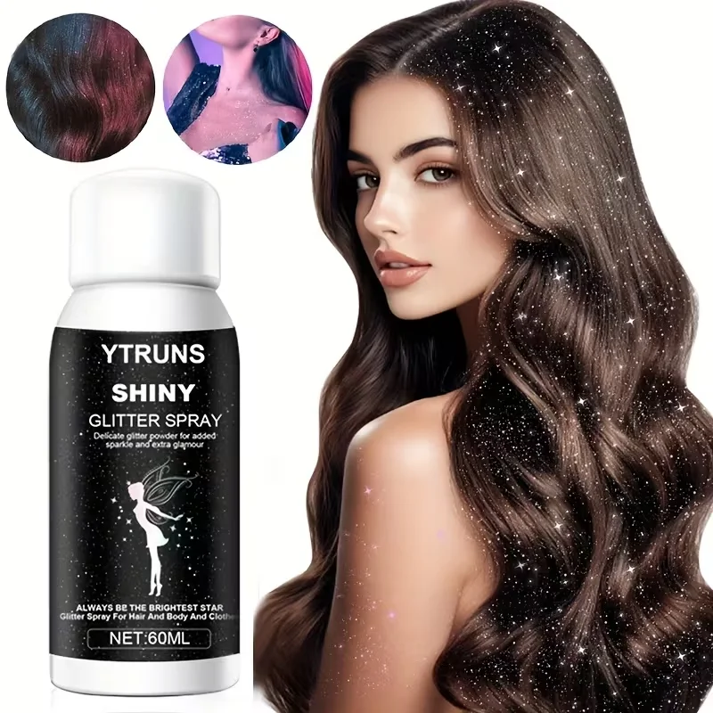 60 ml glinsterende glitterspray voor haar en lichaam, sneldrogend, hoogglans sprankelende gloed voor lippen, ogen, haar, voor muziekfestivals