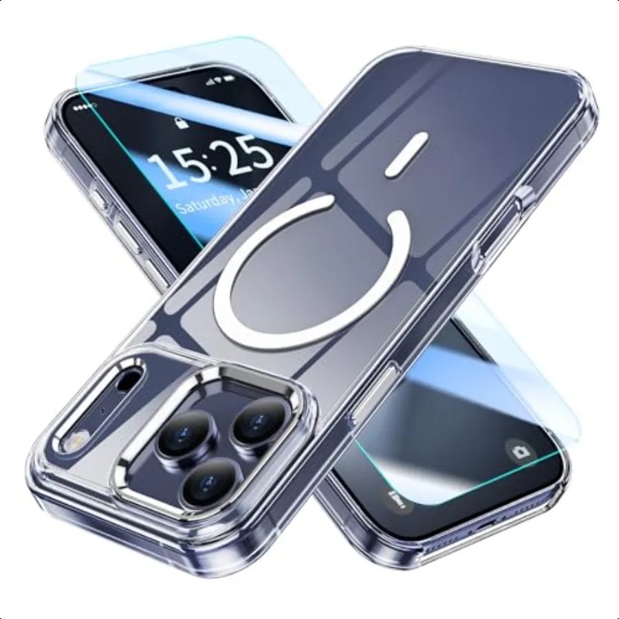 

Магнитный прозрачный чехол MATE, совместимый с чехлом для iPhone 17 Pro Max [2025] никогда не желтый, прозрачный защитный чехол, совместимый с 6,9 дюйма