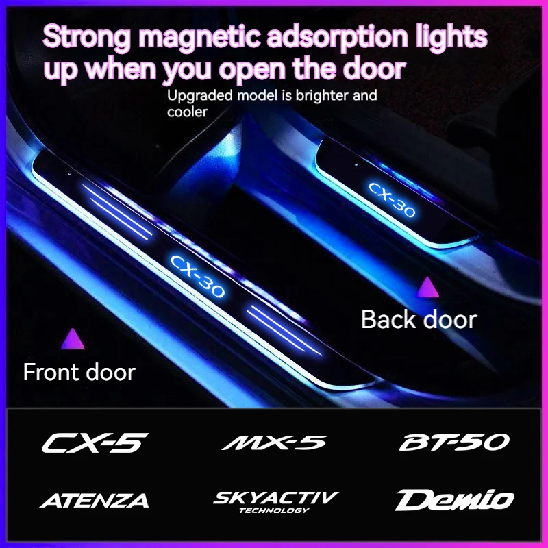 

For Mazda 2 3 6 Axela Atenza CX30 CX5 CX8 CX9 MX5 BT50 Car Wireless LED Welcome Pedal Threshold Light passage Atmosphere lamp